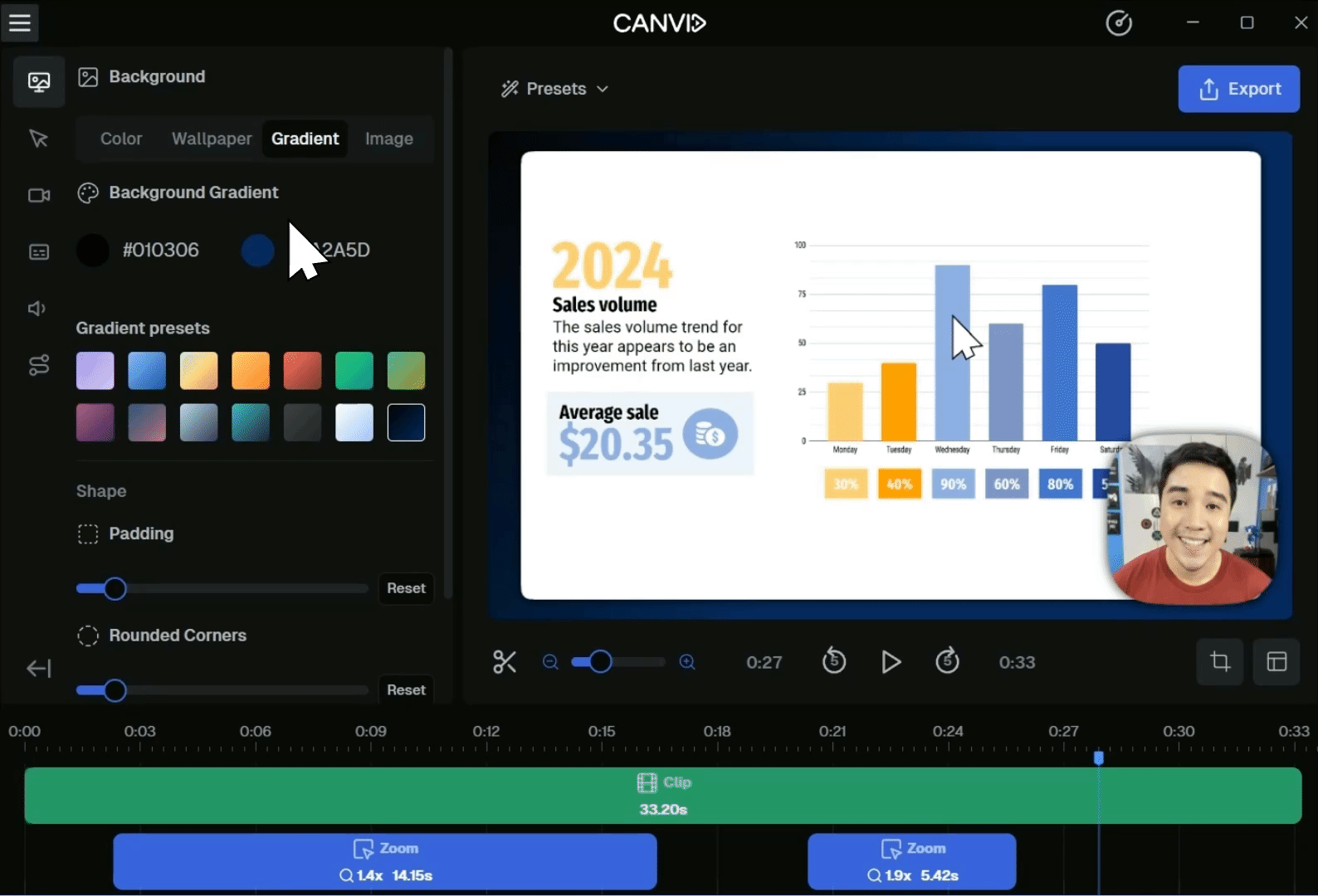 A short animation showing the camera AI background being enabled