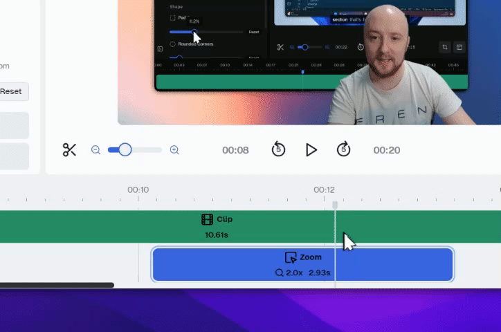 User hovering over the Canvid timeline to reveal a translucent scrubber preview that helps align edits accurately.