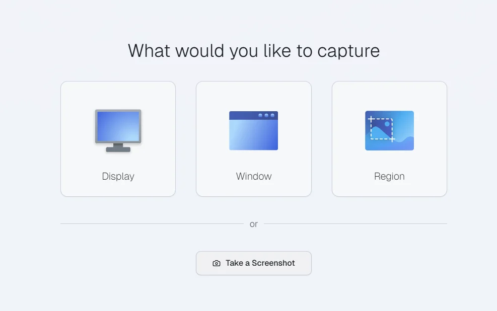 CANVID recording interface showing two capture options: Display and Window, with a cursor hovering over the Display option.