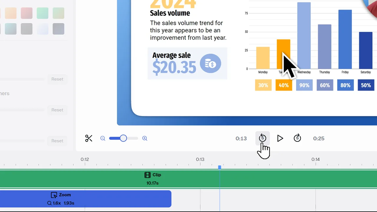 The Canvid timeline editor updating instantly as the user adjusts zoom and padding on a recorded screen.